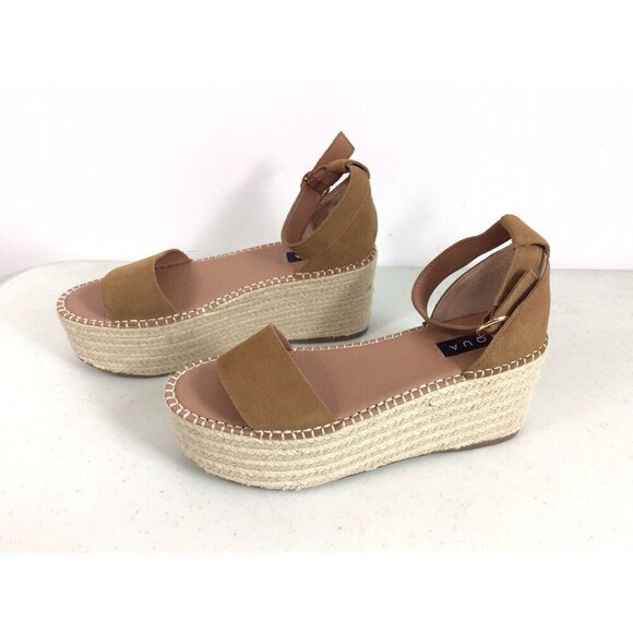 AQUA Leather Platform Sandals Espadrille Wedges Womens 9 NEW - Picture 1 of 8